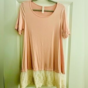 Adorable pink and cream lace bottom tunic